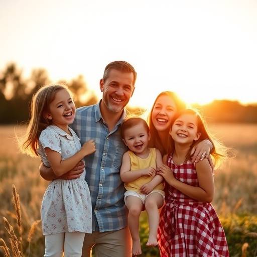 Ensaio fotográfico de uma família feliz