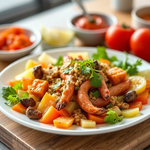 Fotografia de um prato de comida apetitoso com ingredientes frescos